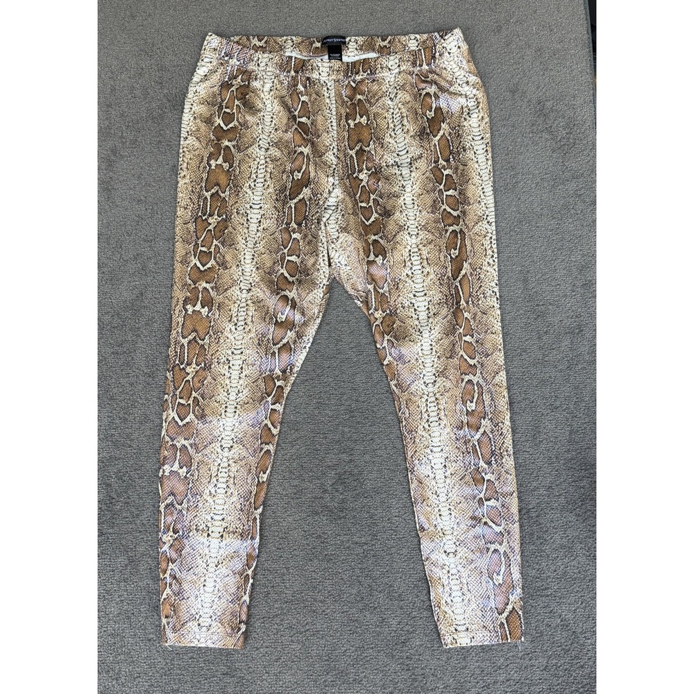 Ashley Stewart Plus Size Snakeskin Print High Rise Leggings Brown Tan 22/24